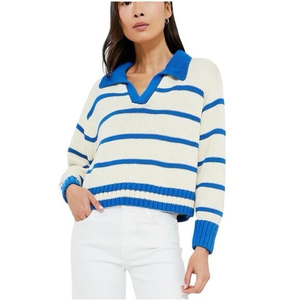 NWT Tuckernuck Cerulean Stripe Charlie Polo Sweater XL/XXL‎ Pomander Place blue